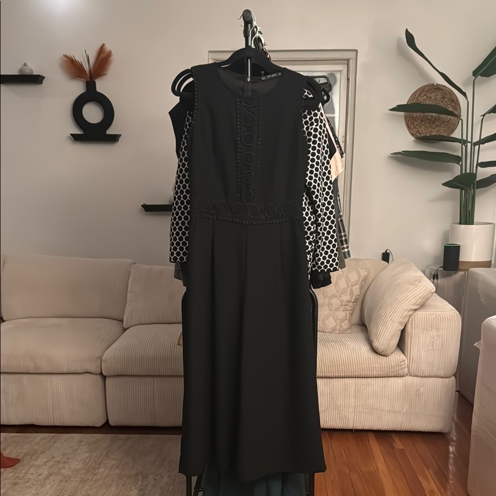 Zara crochet front black classic romper